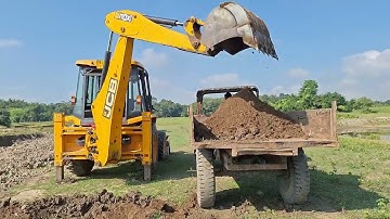 Jcb 3DX Plus Loading Mud Mahindra Sarpanch 585 | Mahindra SP Plus 575 | Mahindra tech plus yuvo 575 
