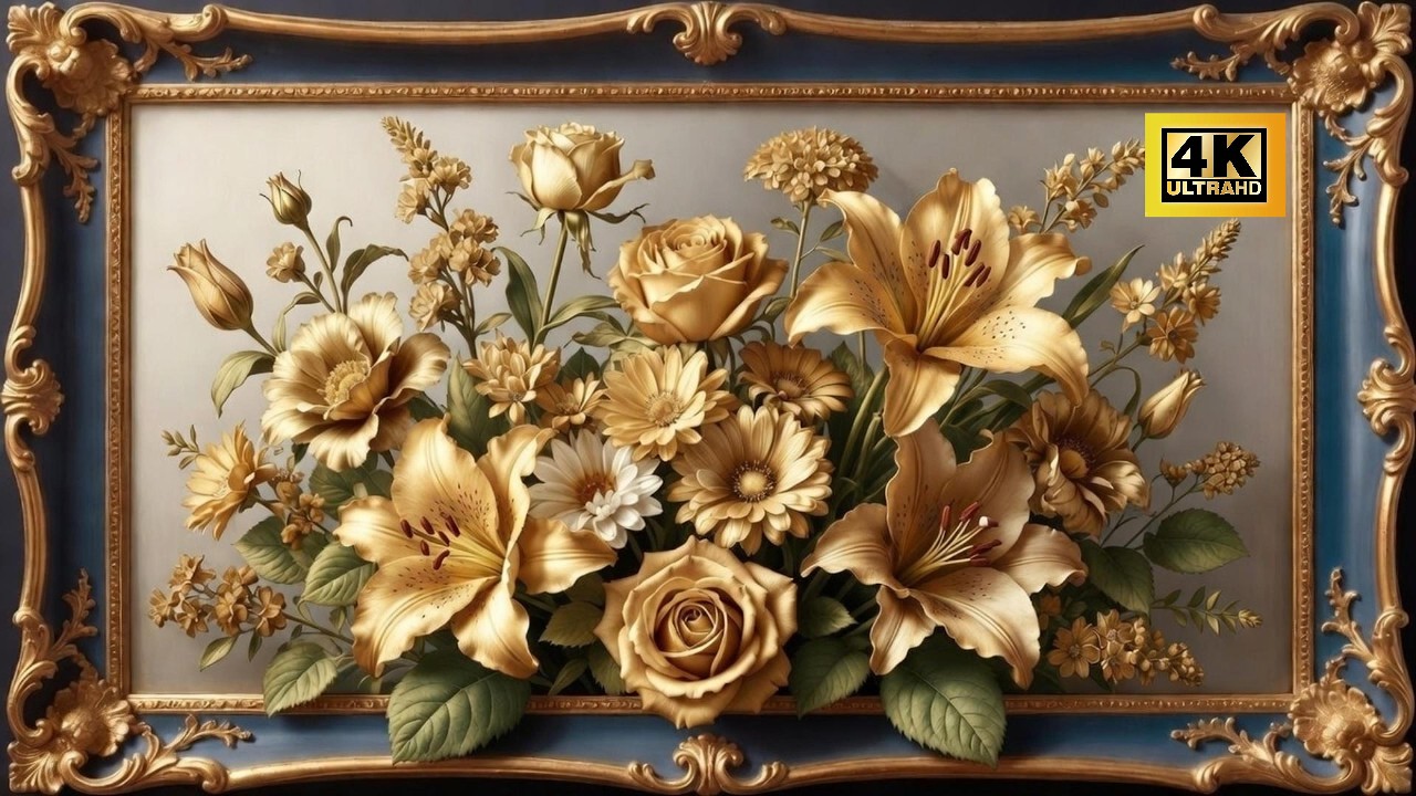 Golden Flower Bouquet 4K 🌼 3 Hours | No Music | No Ads | Turn Your Screen into Art