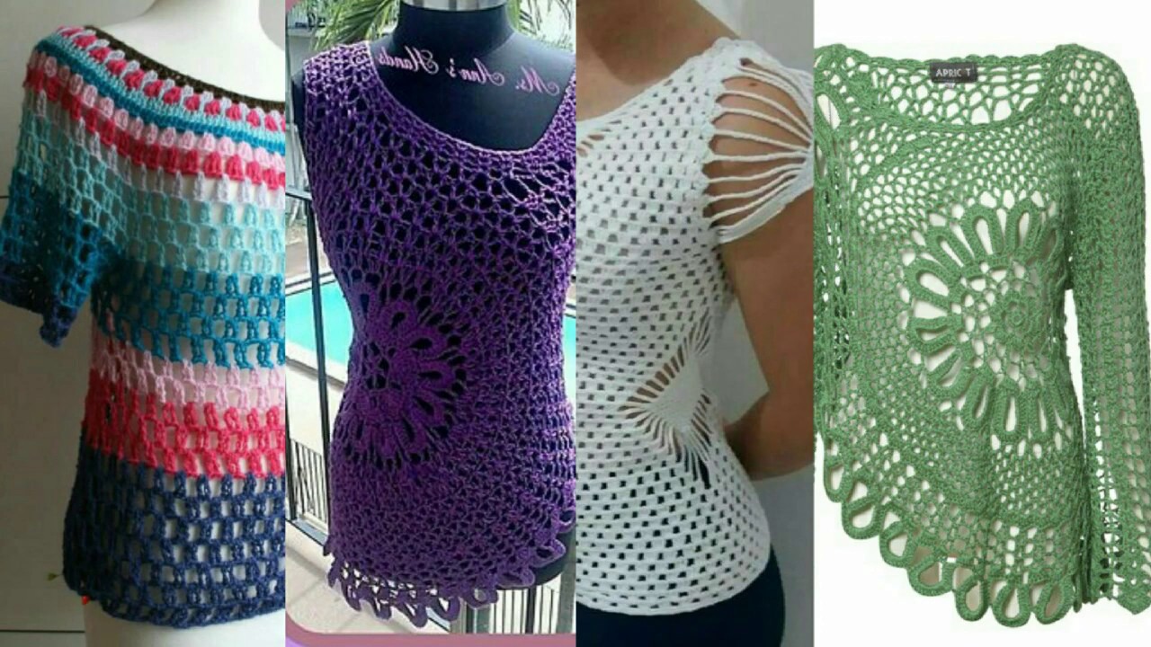 multi coloured crochet top