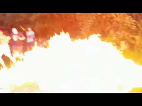 Bonfire Fail Gasoline Fire explosion! Dumb yet funny! In SloMOTION!