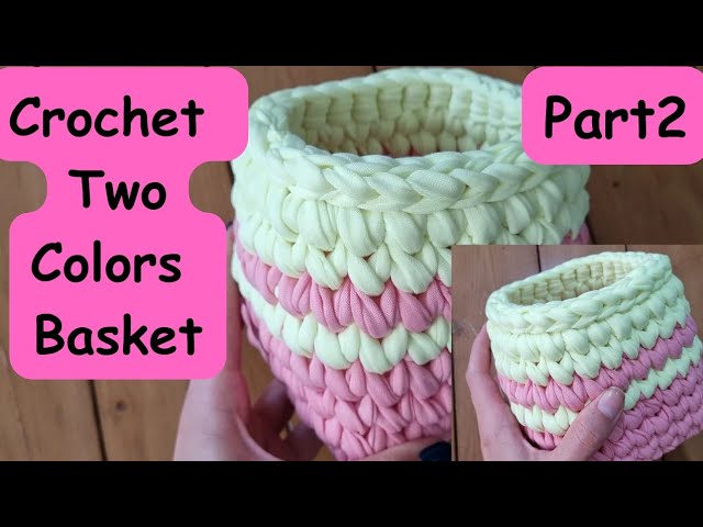 How to crochet a two colors SQUARE BASKET, DIY Tutorial