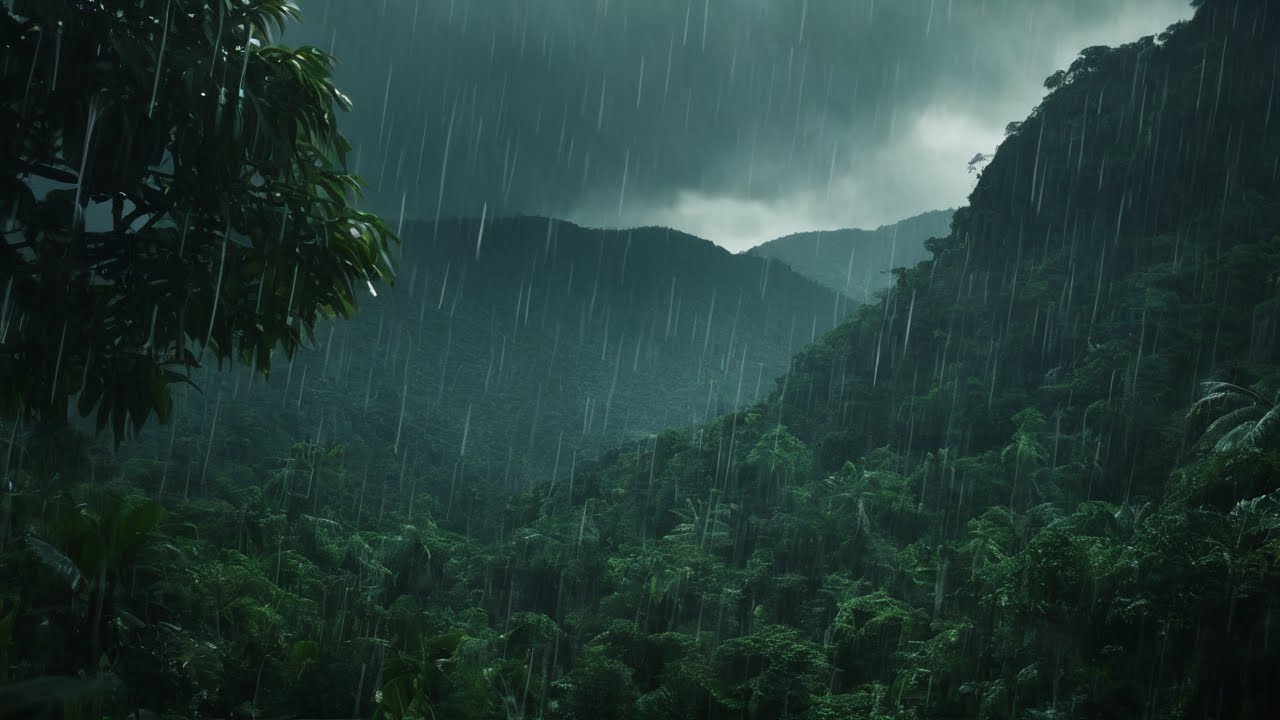 The sound of rain and thunder falling on the empty temple | Rain Sounds ...