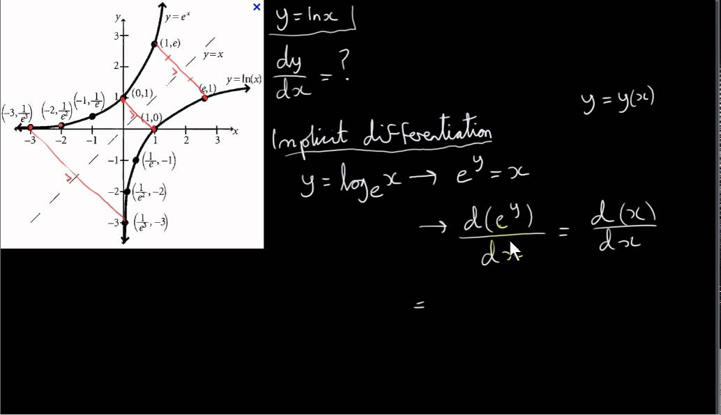 The Functions Y E X And Y Ln X Youtube