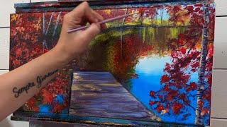 AUTUMN DOCK | Acrylic Painting Tutorial 