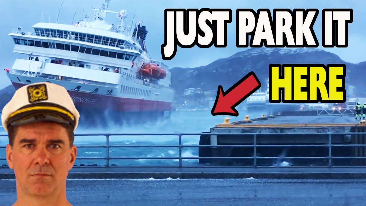 High Winds Push Cruise Ship Into Pier Cruise Captain Shines In Bad Weather Docking Youtube