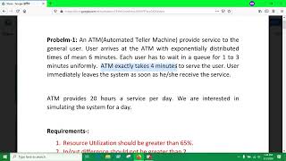 Simulating a Simple Model of a ATM system with Signal Queue and Single Resource.