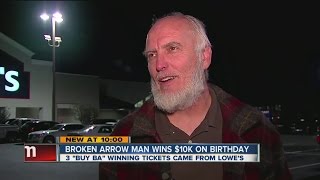Broken Arrow man wins $10K on birthday