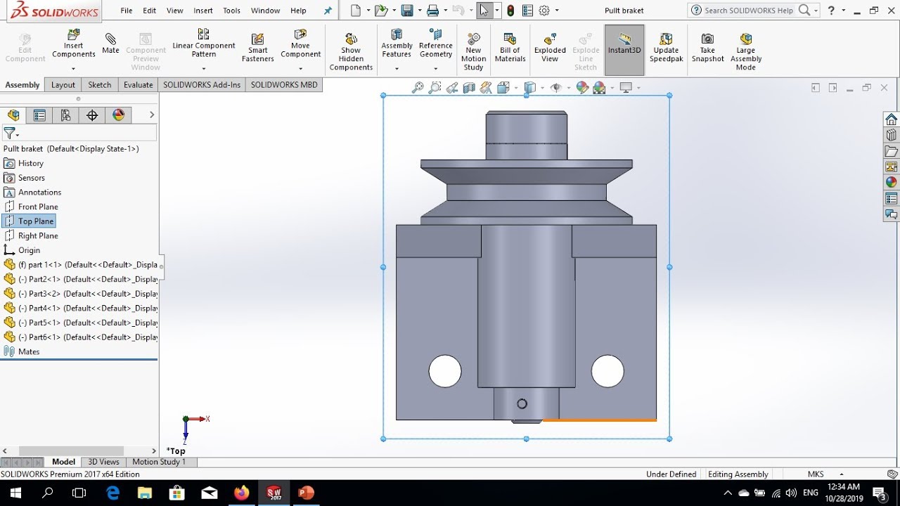 Solidworks tutorials 1 Pully braket assembly - YouTube