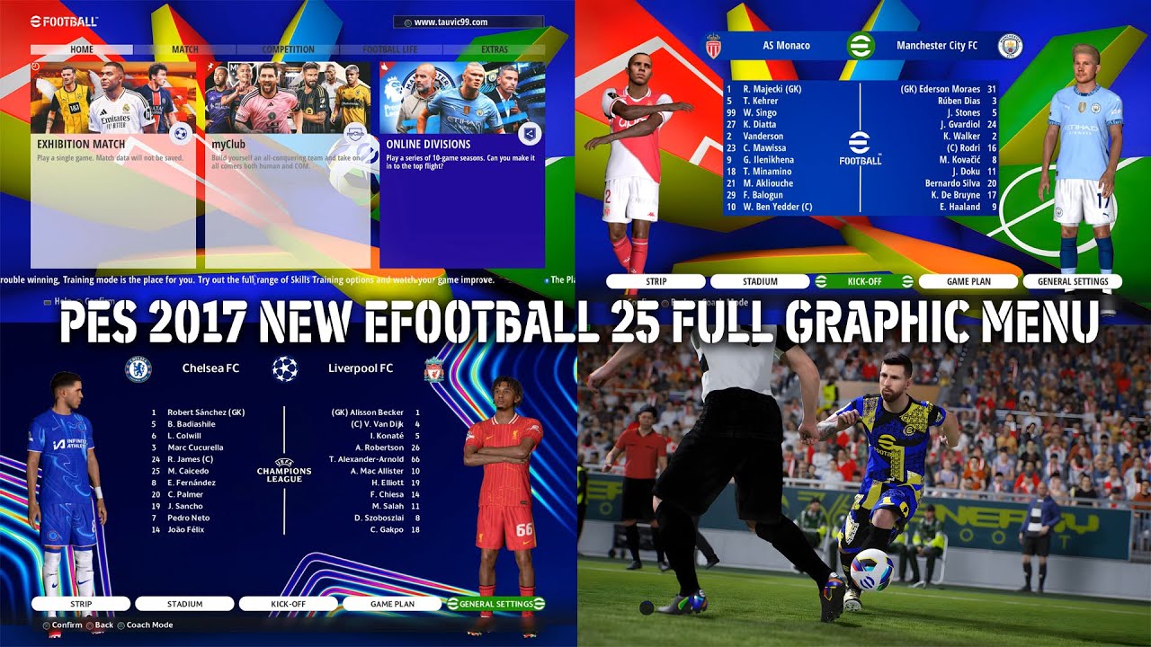 PES 2017 NEW EFOOTBALL 25 FULL GRAPHIC MENU - YouTube