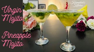 Virgin Mojito and Pineapple Mojito | No alcohol Mojito Recipe | Mocktail | How to make Mojito