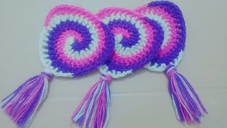 حصريا... كروشي مثلث  بشكل حلزوني لزينة رمضان خطوة بخطوة للمبتدئات crochet triangle spirale facile