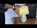 13” Small Ceramic Cordless Table Lamp, Rechargeable Battery Operated with Remote Control, Timer, RGB
