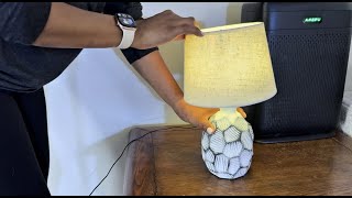 13” Small Ceramic Cordless Table Lamp, Rechargeable Battery Operated with Remote Control, Timer, RGB