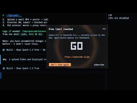 Fix: Free limit reached, How to change models in OpenCode Ai