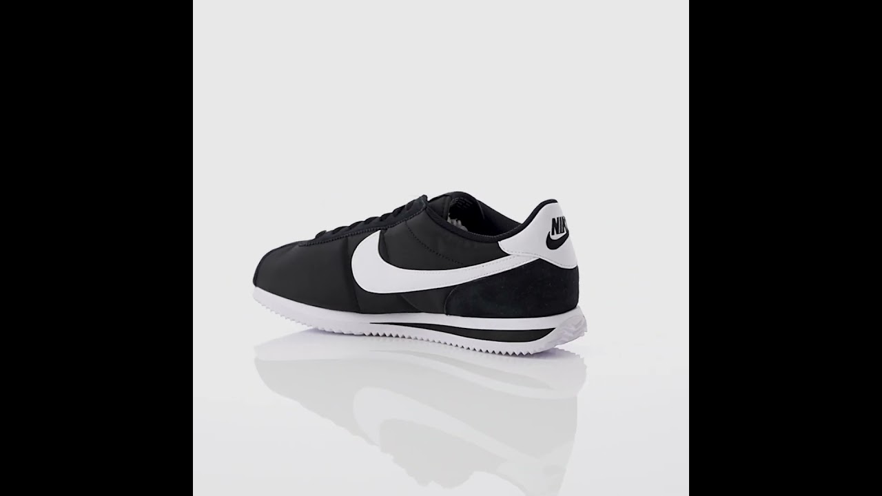 nike cortez nylon black and white