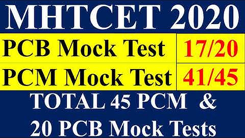 MHTCET 2020 | PCM MOCK Test 41 | PCB Mock Test 17 | Total 45 PCM & 20 PCB Mock Test | Free Mock Test