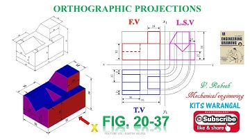 Figure 20.37 Orthographic projections, Engineering drawing by N.D.Bhatt textbook