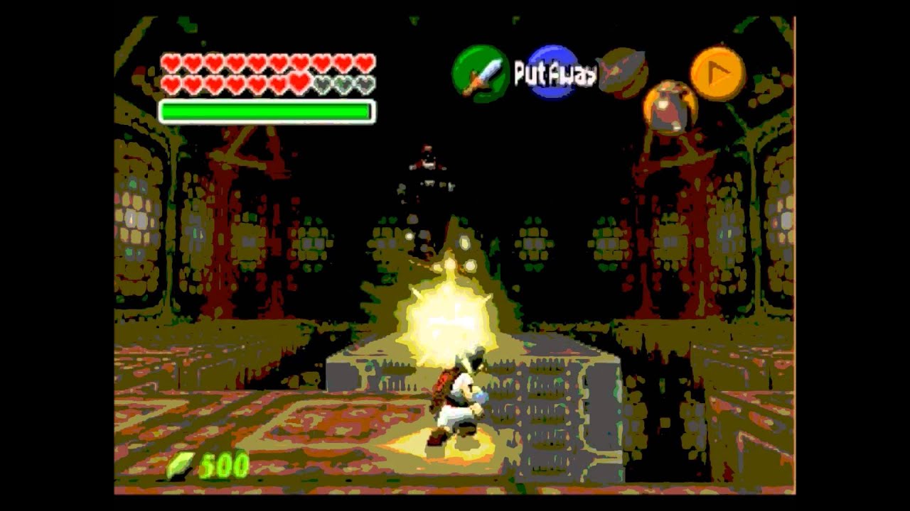 zelda ocarina of time killing ganondorf with a empty bottle YouTube