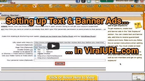 ViralURL.com Step #4 - Setting up Text & Banner Ads in ViralURL.com