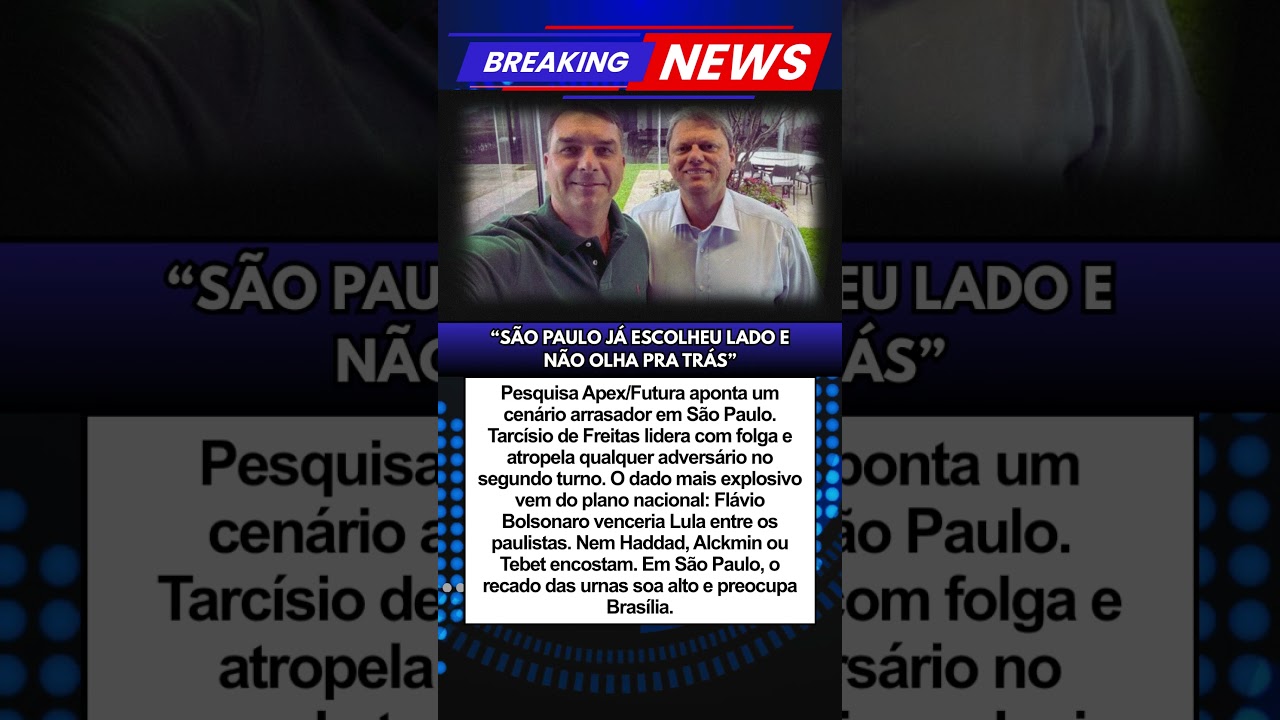 Pesquisa em SP mostra Tarcísio imbatível e Flávio Bolsonaro à frente de Lula