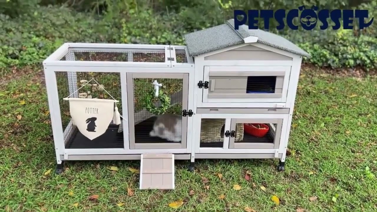 Petscosset RAB14 Deluxe Rabbit Hutch: Spacious, Mobile & Weatherproof Shelter for Small Pets