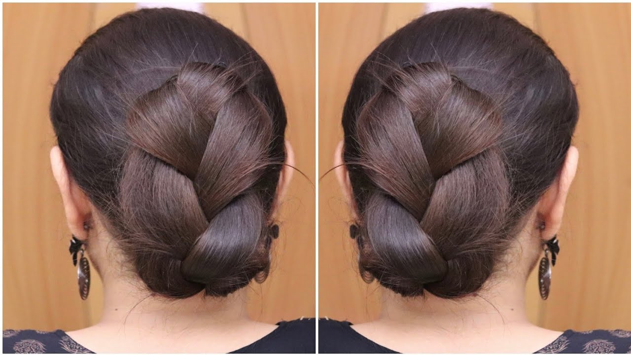 Simple Khopa/Bun Hairstyle For wedding with saree ! Simple hairstyle with  donut #hairstyle - YouTube