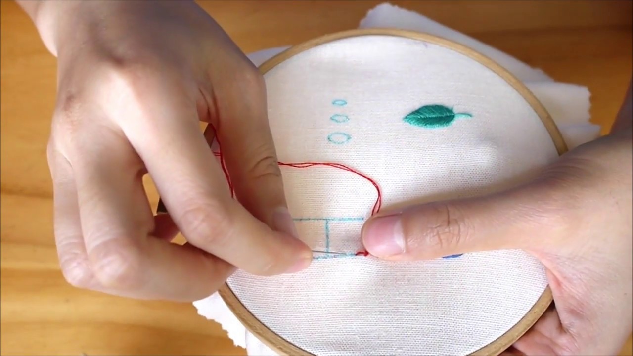 刺繡針法:輪廓繡 Stem stitch embroidery tutorials 縮圖