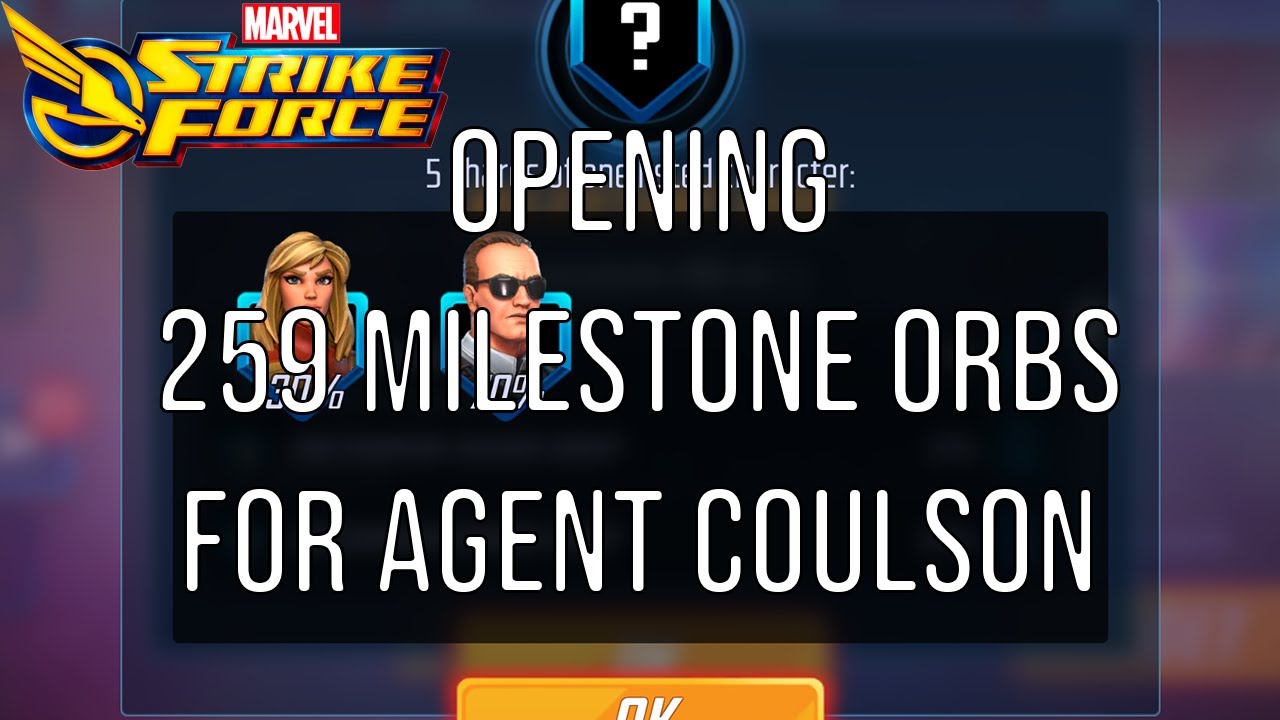 Opening 259 Milestone Orbs for Agent Coulson - Marvel Strike Force ...
