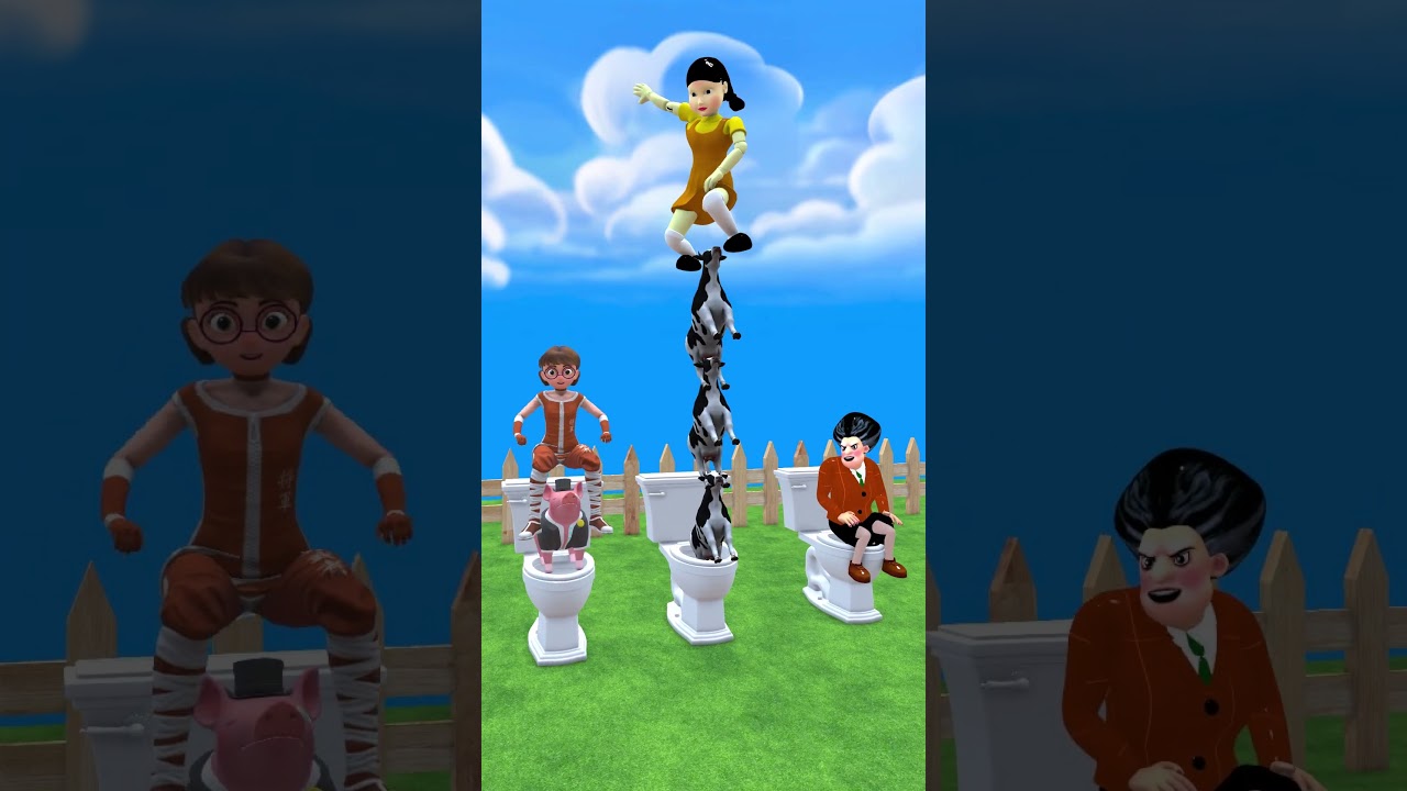 Who Builds the Tallest Toilet Tower Scary Teacher vs Ta Ni Squid Game! 