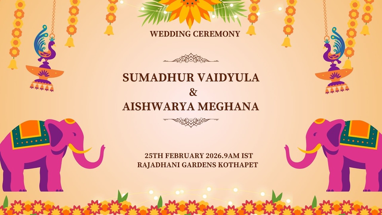 Sumadhur Vaidyula & Aishwarya Meghana Wedding Live Streaming