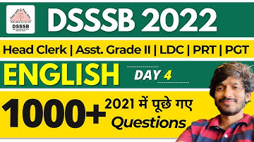 DSSSB Previous Year Questions | English | Day 4 | PRT/ Head Clerk/ Asst. Grade 2/ LDC/PGT |  Vinay