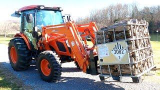 Kioti Tractor and IBC Totes for FIREWOOD