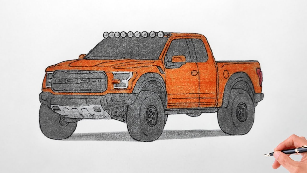 How To Draw A Ford F-150 Raptor 2017 / Drawing Ford F150 2019 Off-Road