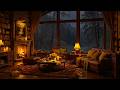 Cozy Reading Nook Ambience On Rainy Night Soft Jazz Heavy Rain Fireplace Sounds To Sleep Relax 