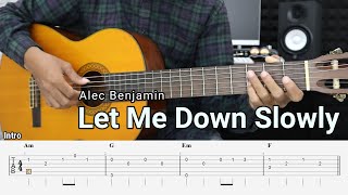 Let Me Down Slowly – Alec Benjamin - Fingerstyle Guitar Tutorial + TAB & Lyrics Resimi