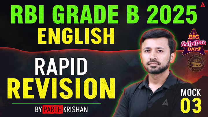 RBI Grade B 2025 English | Rapid Revision Mock-3 | RBI Grade B English Free Classes By Parth Krishan