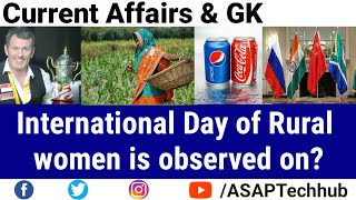 International day of rural women is on?|Current Affairs & GK 18 Oct 19|UPSC, SSC, RRB|Episode-131 screenshot 5