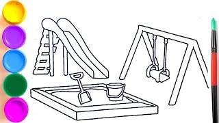 How to draw a Playground | Drawing for Kids Easy | Drawing a Playground