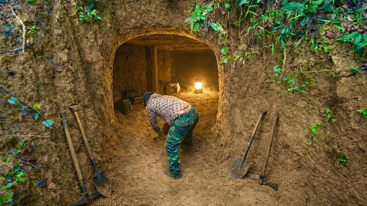 Building a Secret Underground Shelter with a Warm Fireplace | Solo Survival in the Forest