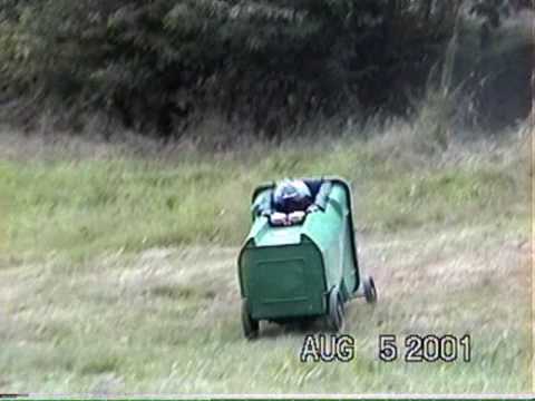 Garbage can bobsled Fail - YouTube