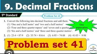 CLASS 5 MATHS PROBLEM SET 41#smartclasschapter 9 DECIMAL FRACTION