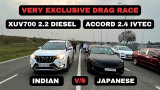 XUV700 DIESEL VS HONDA ACCORD IVTEC | DRAG RACE | FIRST TIME ON YOUTUBE | 2.2 MT VS 2.4 AT #honda