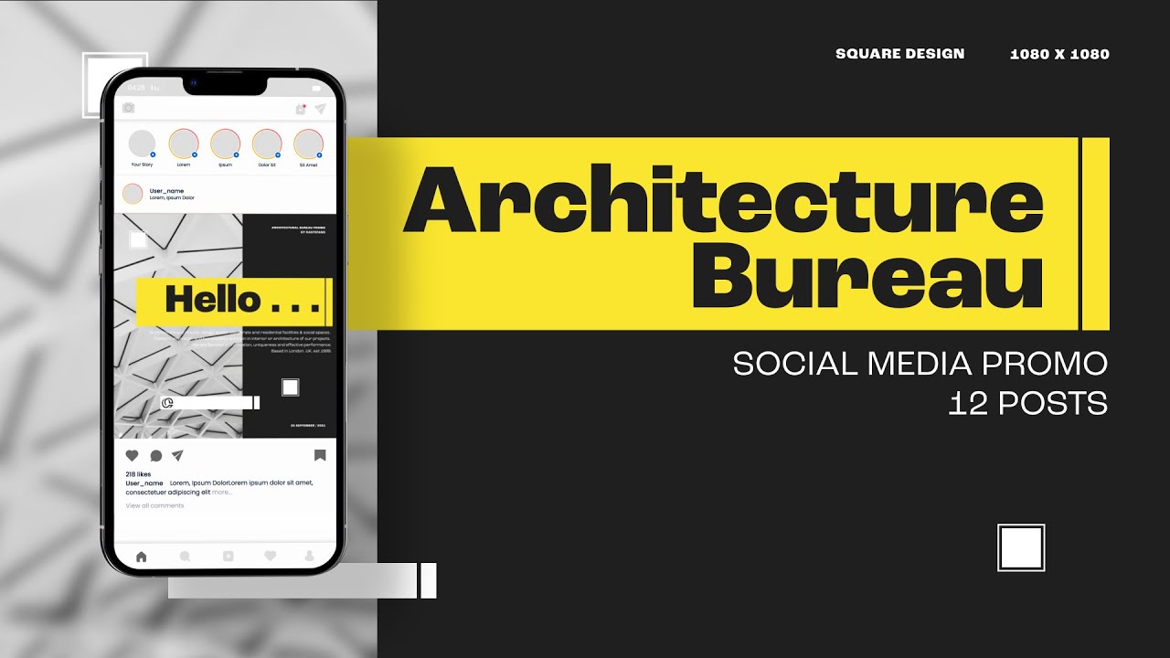 🖥   Architecture Bureau Social Media Promo Posts - After Effects & Premiere Pro Template