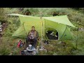 Tent Camping in the Rain - tarp, campfire steak
