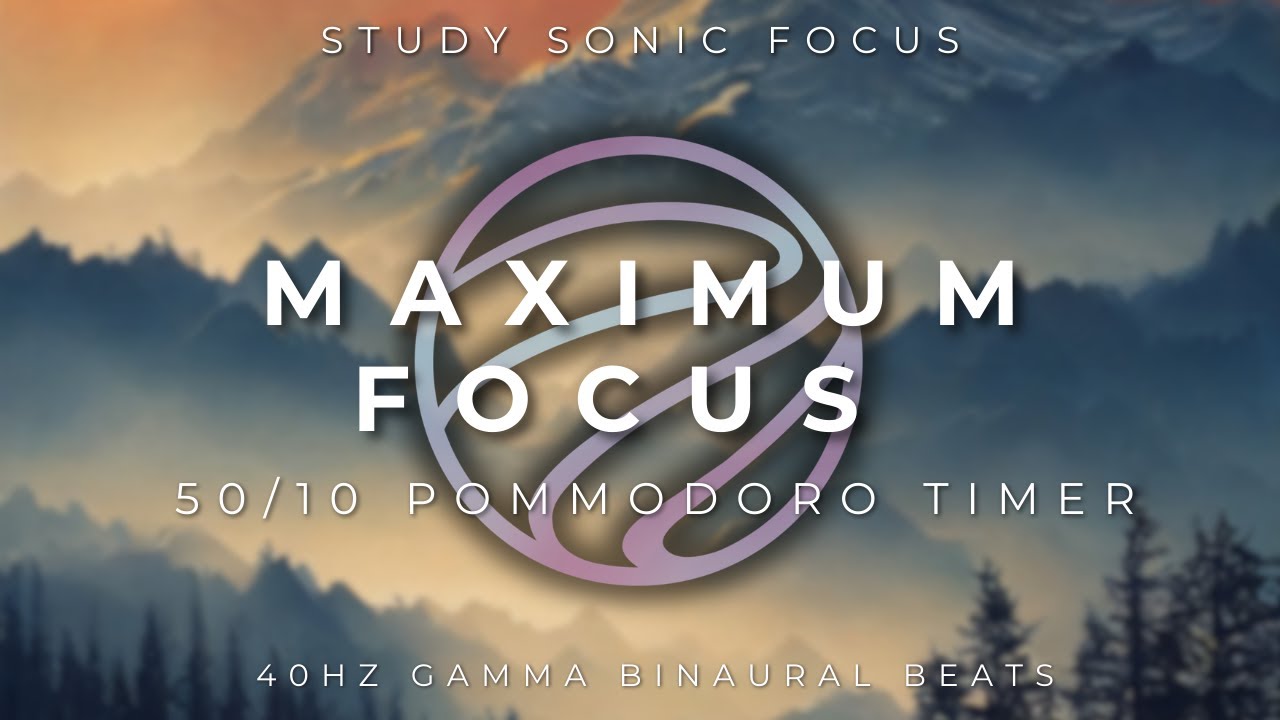 50/10 Pomodoro Timer - 40Hz Gamma Binaural Beats, Brainwave Music for Exams, Concentration & Focus 50/10 Pomodoro Timer - 40Hz Gamma Binaural Beats, Brainwave Music for Exams, Concentration & Focus