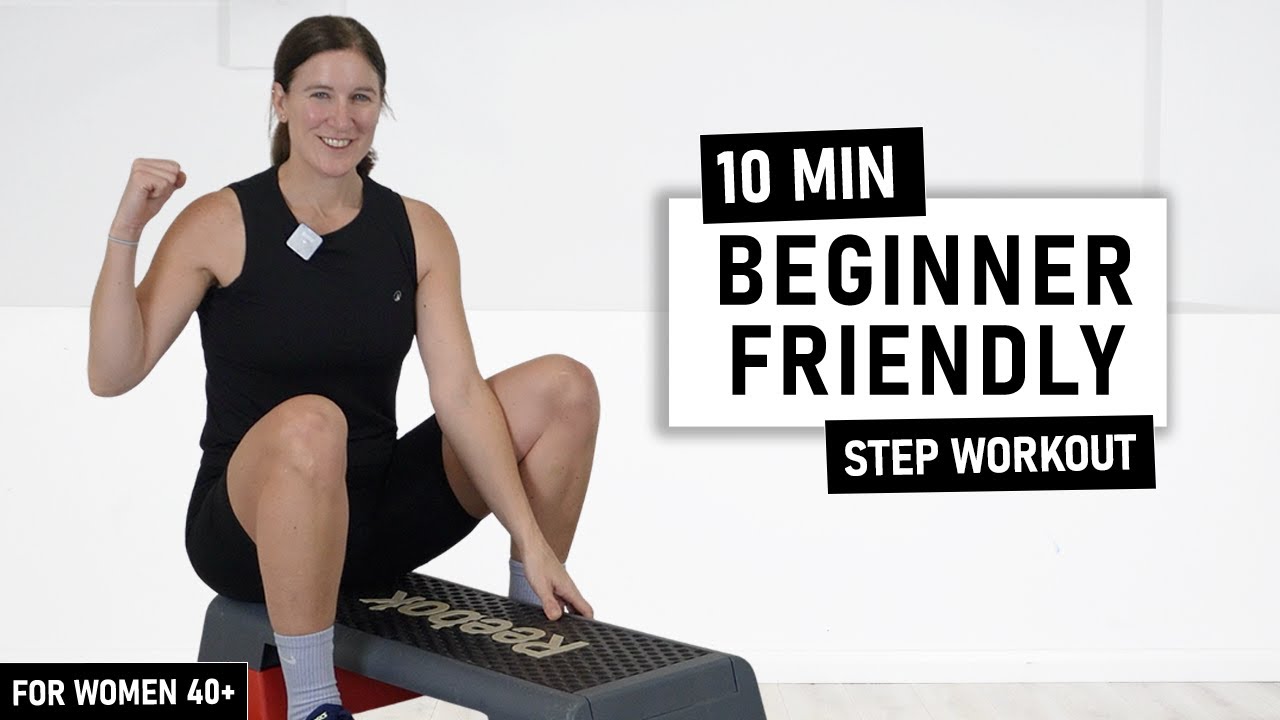10-минутная степ-аэробика для всего тела — низкая интенсивность, подходит для женщин старше 40 лет.