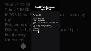eng523 mids current paper 2026 #vu #vuexams #eng523