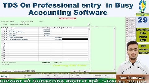 29 TDS On Professional entry  in Busy Accounting Software
