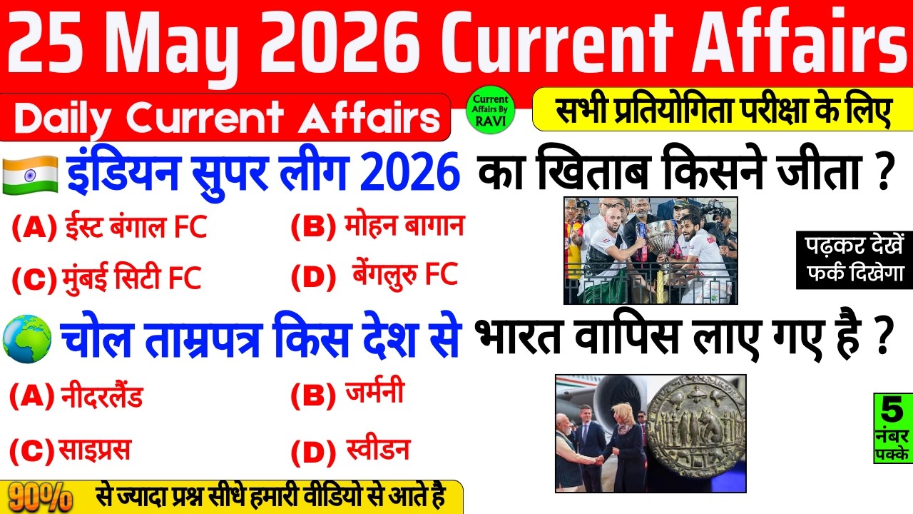 25 May 2026 Current Affairs | Current Affairs Today | Current GK SSC ...
