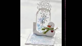 Snow Man Sliding Card